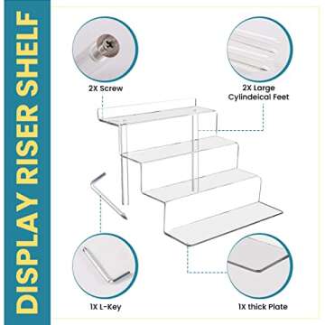 Utopia Home Clear Display Shelf - (9x6 Inch) 4 Tier Stand for Perfume, Food Service, Funko Pops & Decoration