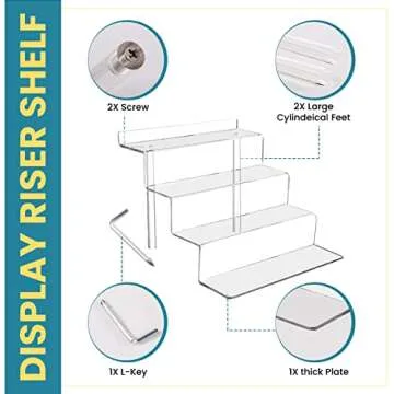 Utopia Home Clear Display Shelf - (9x6 Inch) 4 Tier Stand for Perfume, Food Service, Funko Pops & Decoration
