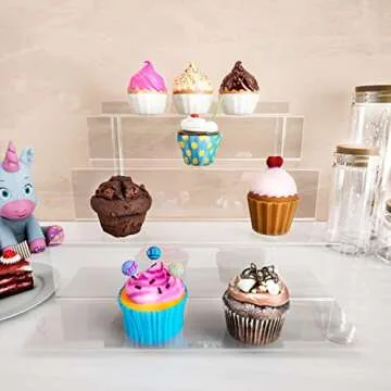 Utopia Home Clear Display Shelf - (9x6 Inch) 4 Tier Stand for Perfume, Food Service, Funko Pops & Decoration