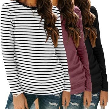 Zeagoo Women's Long Sleeve Shirts 3-Pack - Trendy Fall Outfits, Lightweight Basic Tees