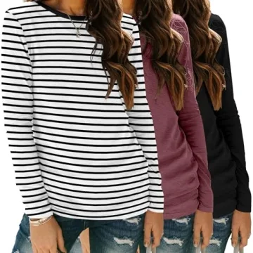 Zeagoo Women's Long Sleeve Shirts 3-Pack - Trendy Fall Outfits, Lightweight Basic Tees
