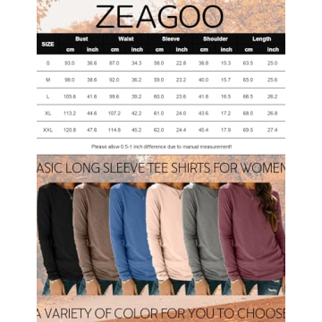 Zeagoo Women's Long Sleeve Shirts 3-Pack for Stylish Living