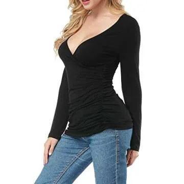 ALLEGRACE V Neck Wrap Top for Confident Women