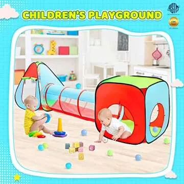3pc Kids Play Tent for Toddler with Ball Pit+Crawl Tunnel+Castle Tent, Pop Up Children Playhouse for...