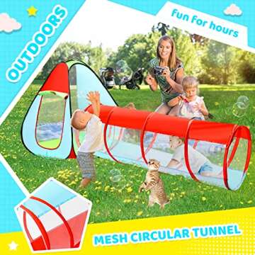 3pc Kids Play Tent for Toddler with Ball Pit+Crawl Tunnel+Castle Tent, Pop Up Children Playhouse for Boys and Girls Gift, Collapsible Baby Play Tent Toy Indoor and Outdoor Games