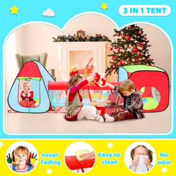 3pc Kids Play Tent for Toddler with Ball Pit+Crawl Tunnel+Castle Tent, Pop Up Children Playhouse for Boys and Girls Gift, Collapsible Baby Play Tent Toy Indoor and Outdoor Games