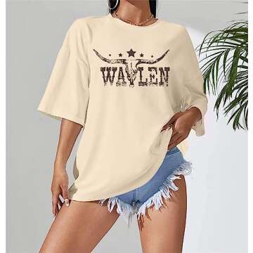 Cow Skull Shirts for Women Stylish Oversized Graphic Tees