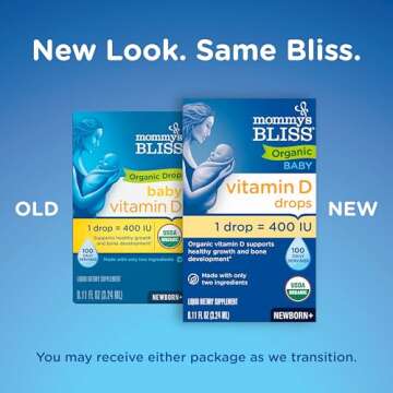 Mommy's Bliss Organic Baby Vitamin D Drops, Promotes Healthy Growth and Bone Development, Supports Immunity, Age Newborn+, 45 Servings, Pack of 4