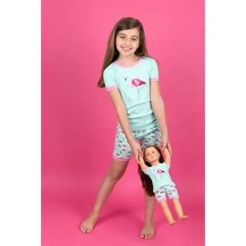 Leveret Shorts Matching Doll & Girl Flamingo 2 Piece Pajama Set 100% Cotton Size 8 Years