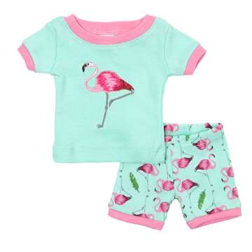 Leveret Shorts Matching Doll & Girl Flamingo 2 Piece Pajama Set 100% Cotton Size 8 Years