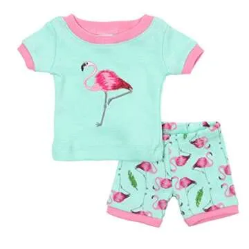 Leveret Shorts Matching Doll & Girl Flamingo 2 Piece Pajama Set 100% Cotton Size 8 Years