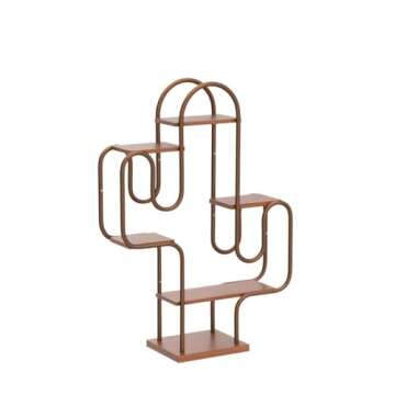 Allinside Cactus Corner Plant Stand, 6 Tiers Multipurpose Bookshelf, Heavy-Duty Metal Corner Shelf, Creative Tall Display Rack, Rustic Bookcase for Living Room, Bedroom, Home Office and Balcony