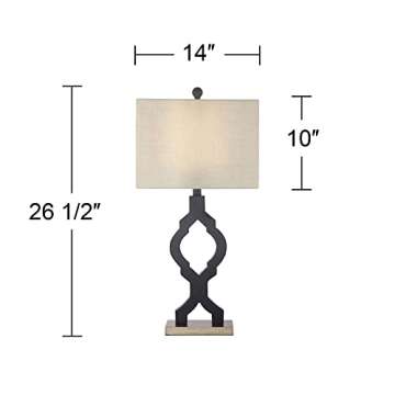360 Lighting Milly Modern Bohemian Table Lamps 26.5" High Set of 2 Classic Moroccan Black Quatrefoil Off White Rectangular Fabric Shades for Living Room Bedroom House Bedside Nightstand