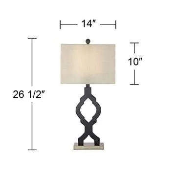 360 Lighting Milly Modern Bohemian Table Lamps 26.5" High Set of 2 Classic Moroccan Black Quatrefoil Off White Rectangular Fabric Shades for Living Room Bedroom House Bedside Nightstand
