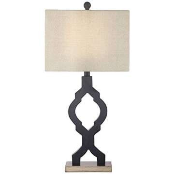 360 Lighting Milly Modern Bohemian Table Lamps 26.5" High Set of 2 Classic Moroccan Black Quatrefoil Off White Rectangular Fabric Shades for Living Room Bedroom House Bedside Nightstand