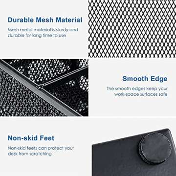 MDHAND Office Desk Organizer and Accessories Desk Drawer Organizer with 6 Compartments, Mesh Pencil Desk Organizer For Home Office