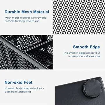 MDHAND Office Desk Organizer and Accessories Desk Drawer Organizer with 6 Compartments, Mesh Pencil Desk Organizer For Home Office