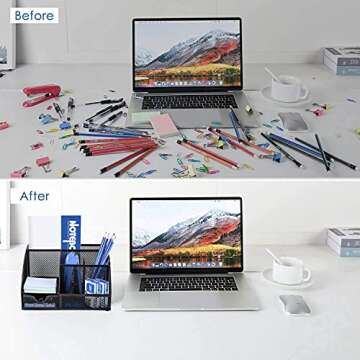 MDHAND Office Desk Organizer and Accessories Desk Drawer Organizer with 6 Compartments, Mesh Pencil Desk Organizer For Home Office