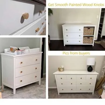 Bmgop 16PCS Wood Knobs Flat Top Round Cabinet Knobs 1.39"(35mm) Natural Wooden Dresser Drawer Pulls Kitchen Cabinet Handles