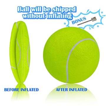 Banfeng Giant 9.5" Dog Tennis Ball Large Pet Toys Funny Outdoor Sports Ball with Inflating Needles for Small Medium Large Dog