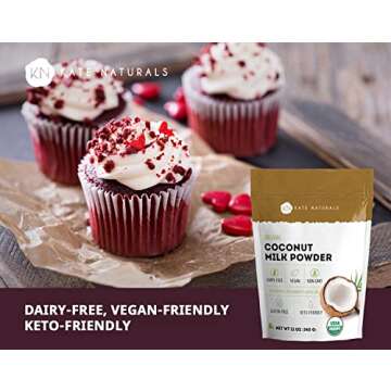 Organic Coconut Milk Powder (12 oz) for Creamer, Coffee, Shakes & Cooking - Kate Naturals - Dairy-Free, Gluten Free, Vegan-Friendly, Keto-Friendly. Unsweetened. Coconut Milk Powder Good for Skin & Boba.