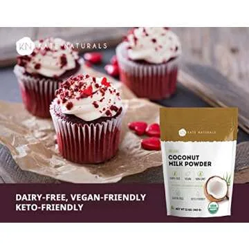 Organic Coconut Milk Powder (12 oz) for Creamer, Coffee, Shakes & Cooking - Kate Naturals - Dairy-Free, Gluten Free, Vegan-Friendly, Keto-Friendly. Unsweetened. Coconut Milk Powder Good for Skin & Boba.