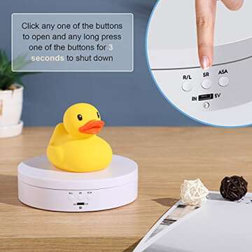 Hicarer Rotating Display Stand 360 Degree Motorized Rotating Display Spinner Turntable Display Stand with USB Power Cable for Photography Products and Shows (White)