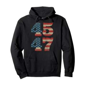 Trump 2024 45 47 Vintage American Flag Retro Pullover Hoodie