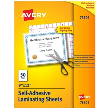 Avery 73601 Self-Adhesive Laminating Sheets for Documents and Photos