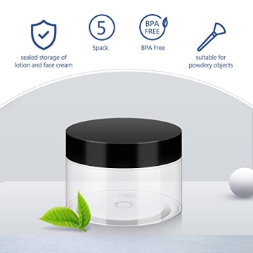 BonyTek 4oz Plastic Jars with Lids for Travel and Storage