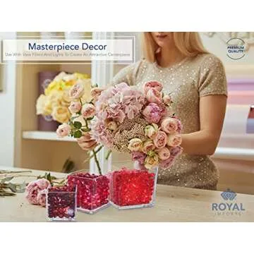 Royal Imports Flower Acrylic Vases Cubes, Decorative Centerpiece for Home or Wedding, Non Breakable Plastic, 4x4 - Clear