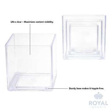 Royal Imports Flower Acrylic Vases Cubes, Decorative Centerpiece for Home or Wedding, Non Breakable Plastic, 4x4 - Clear