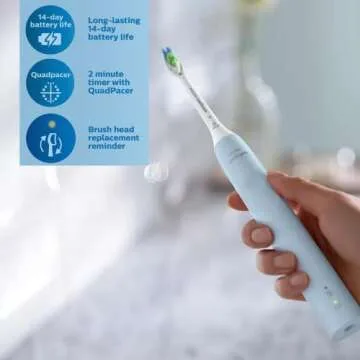 PHILIPS Sonicare Electric Toothbrush with DiamondClean Brush Head, Phillips Sonicare Rechargeable Toothbrush with Pressure Sensor, Sonic Electronic Toothbrush, Travel Case, Blue 1.0 Count