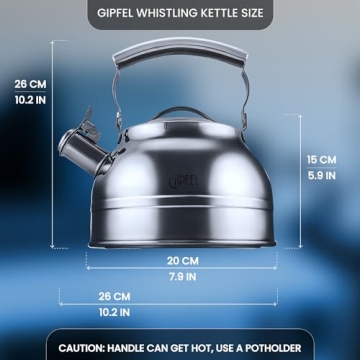GIPFEL Whistling Tea Kettle Stylish Stainless Steel Design