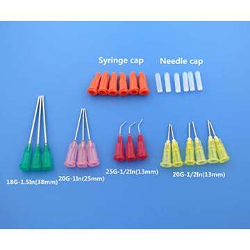 6Pcs Injection Squeeze Bottle with 15Pcs Dispensing Needles and 12Pcs Cap (30ml+50ml)