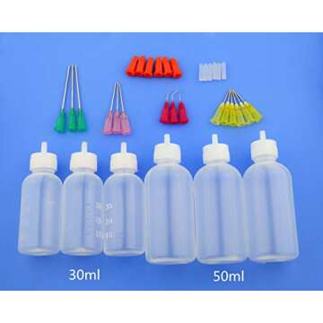 6Pcs Injection Squeeze Bottle with 15Pcs Dispensing Needles and 12Pcs Cap (30ml+50ml)