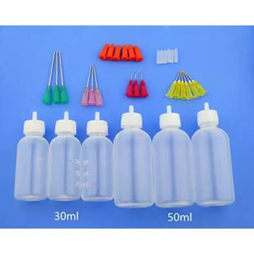 6Pcs Injection Squeeze Bottle with 15Pcs Dispensing Needles and 12Pcs Cap (30ml+50ml)