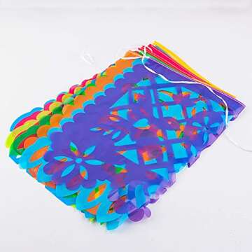 5 Packs Plastic Mexican Party Banners by WXJ13, 90 FT Mexican Fiesta Hanging Banners Flags for Party Decorations Supplies