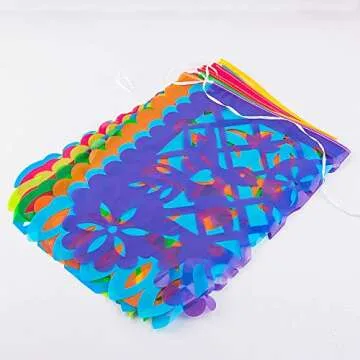 5 Packs Plastic Mexican Party Banners by WXJ13, 90 FT Mexican Fiesta Hanging Banners Flags for Party Decorations Supplies