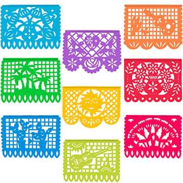 5 Packs Plastic Mexican Party Banners by WXJ13, 90 FT Mexican Fiesta Hanging Banners Flags for Party Decorations Supplies