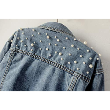 Kedera Women Oversized Denim Jacket with Pearls