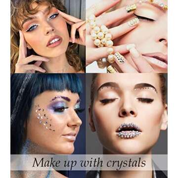KOHOTA 6 Sheets Face Gem Eye Body Jewels Crystal Fake Nose Stud Self-Adhesive Makeup Rhinestone for Eyes Face Gems Stick on for Halloween Festival Accessories Nail Art Decorations