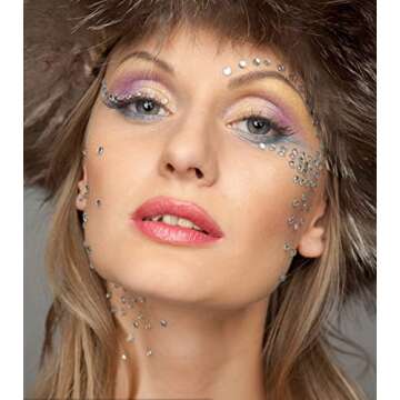 KOHOTA 6 Sheets Face Gem Eye Body Jewels Crystal Fake Nose Stud Self-Adhesive Makeup Rhinestone for Eyes Face Gems Stick on for Halloween Festival Accessories Nail Art Decorations