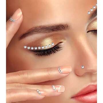 KOHOTA 6 Sheets Face Gem Eye Body Jewels Crystal Fake Nose Stud Self-Adhesive Makeup Rhinestone for Eyes Face Gems Stick on for Halloween Festival Accessories Nail Art Decorations