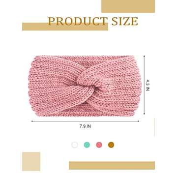 TecUnite 4 Pieces Chunky Knit Headbands Braided Winter Headbands Ear Warmers Crochet Head Wraps for ...