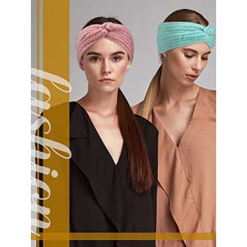 TecUnite 4 Pieces Chunky Knit Headbands Braided Winter Headbands Ear Warmers Crochet Head Wraps for Women(Fresh Colors)