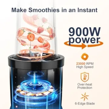 KOIOS 900W Personal Smoothie Blender with Portable Cups