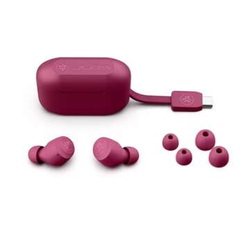 JLab Go Air Pop True Wireless Bluetooth Earbuds & Charging Case - Dark Pink, Dual Connect, IPX4 Sweat Resistance, Bluetooth 5 Connection, 3 EQ Sound Settings Signature, Balanced, Bass Boost