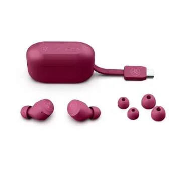 JLab Go Air Pop True Wireless Bluetooth Earbuds & Charging Case - Dark Pink, Dual Connect, IPX4 Sweat Resistance, Bluetooth 5 Connection, 3 EQ Sound Settings Signature, Balanced, Bass Boost
