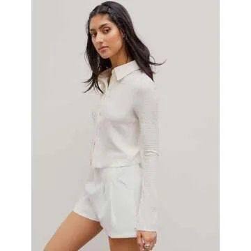 CIDER Women's Bell Sleeve Blouse for Casual Business Wear